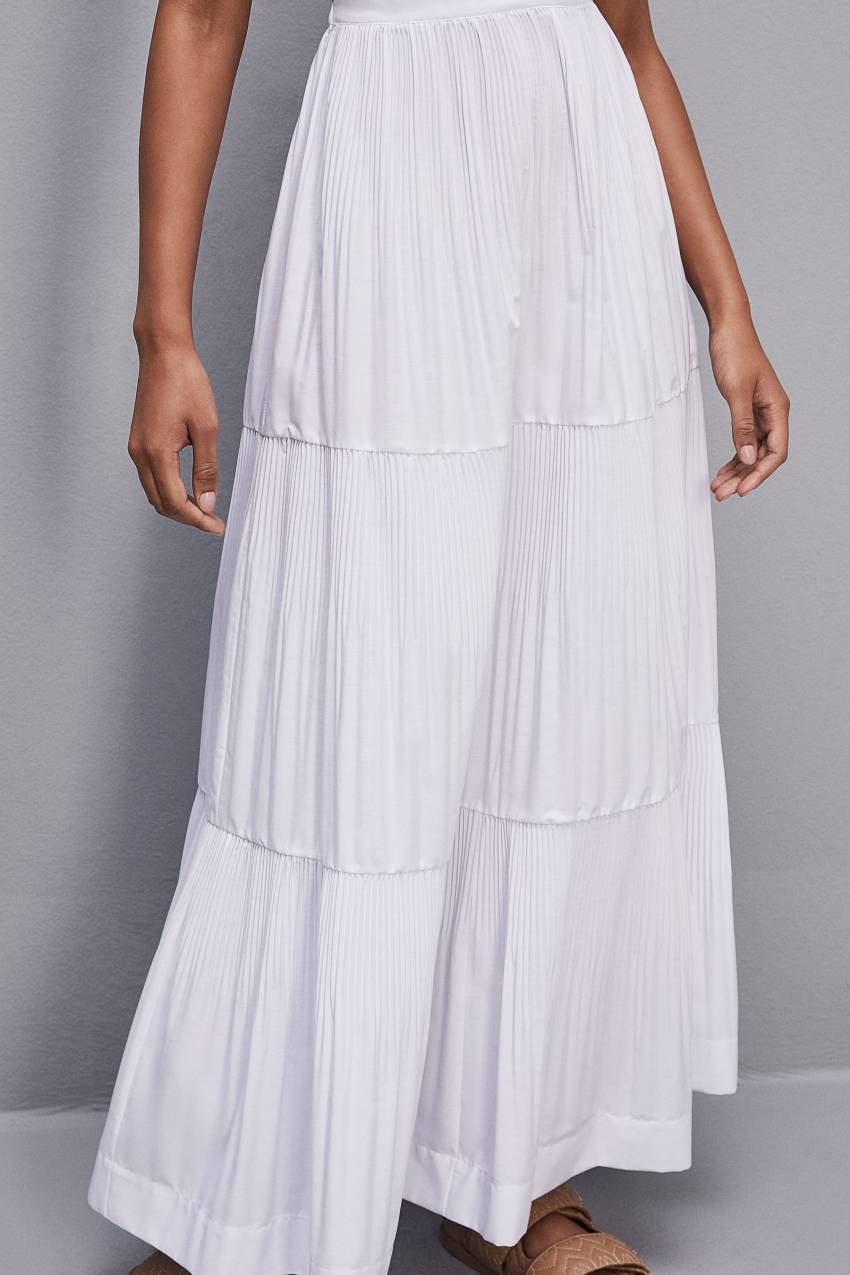 White Patrizia Pepe Ankle-length Bare-back Pleated Dress | RMC284910