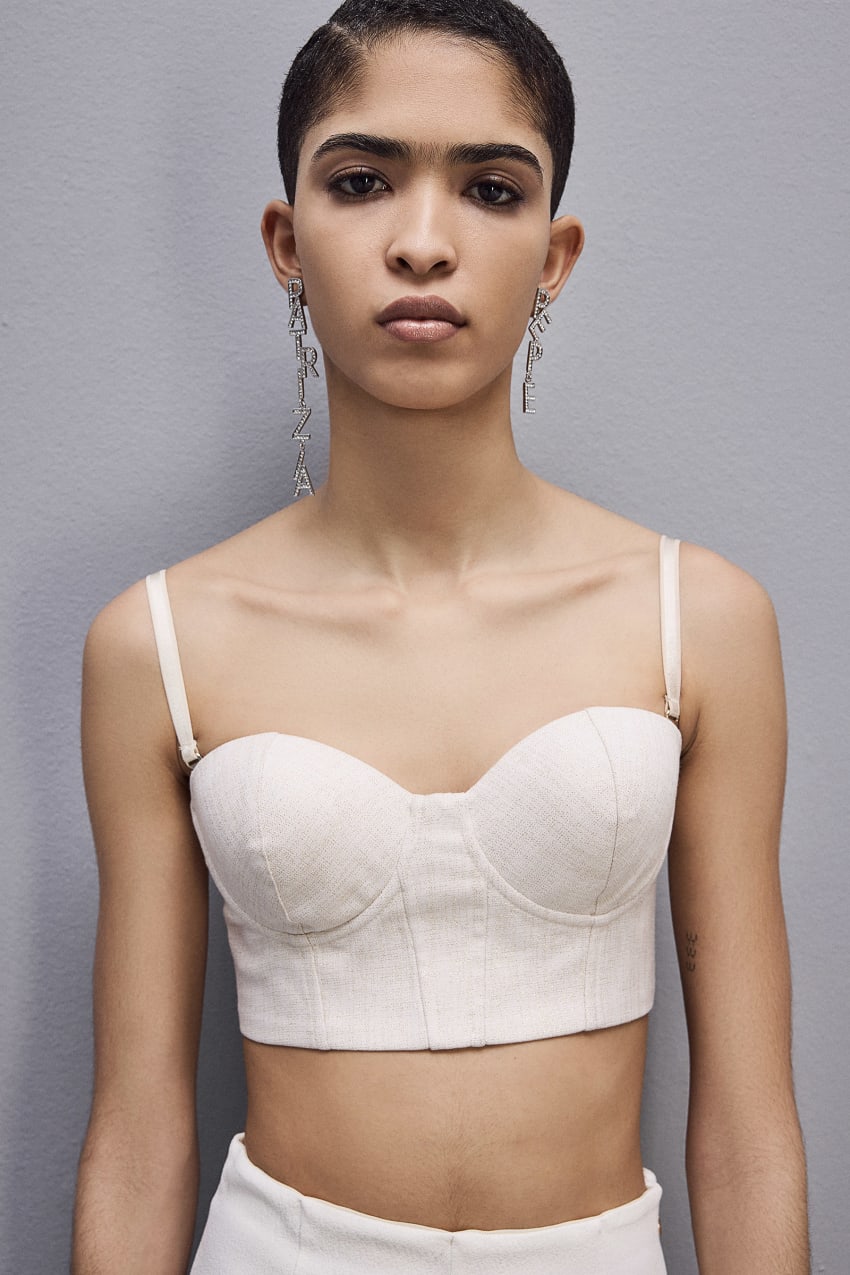 White Patrizia Pepe Canvas And Lurex Bustier | TWR058219