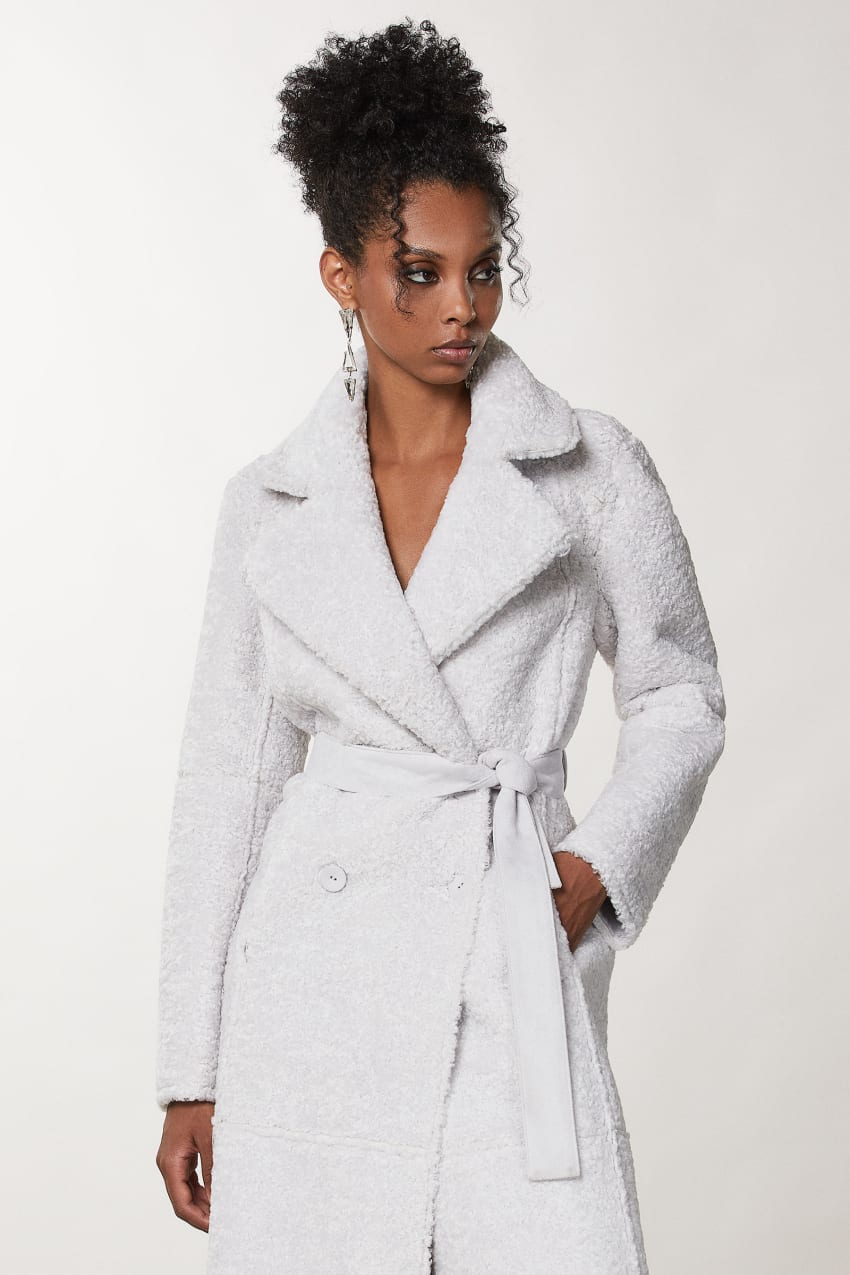 White Patrizia Pepe Double Breasted Double Face Coat | OZL518906