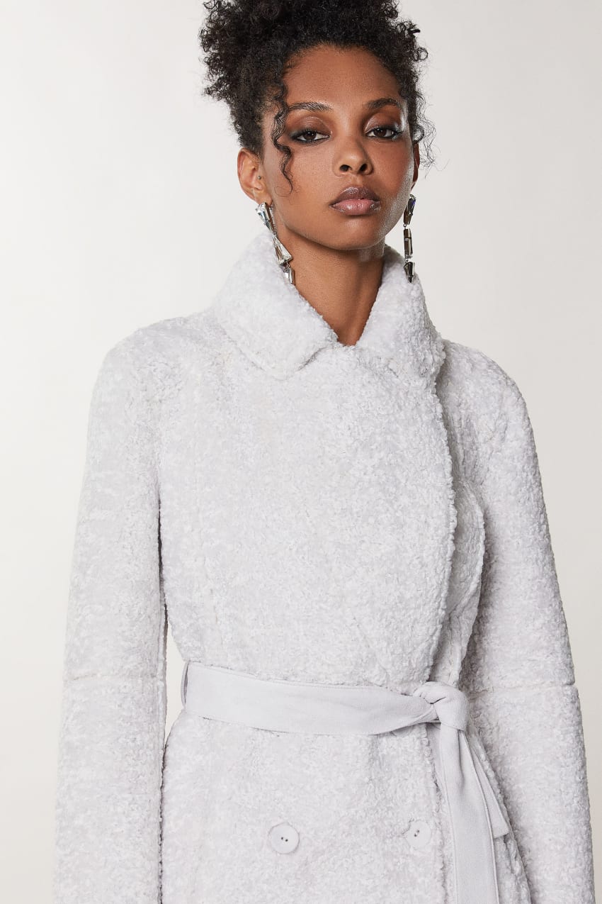 White Patrizia Pepe Double Breasted Double Face Coat | OZL518906