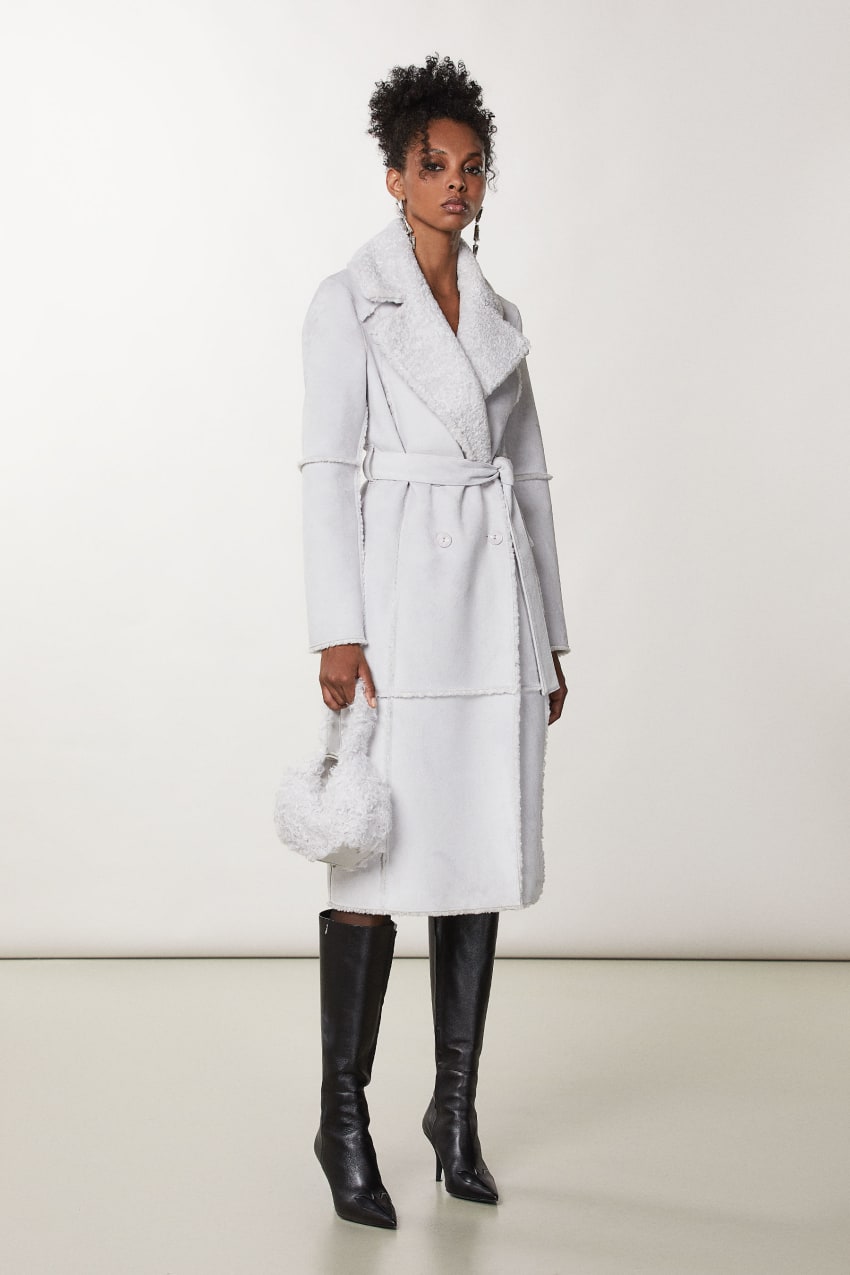 White Patrizia Pepe Double Breasted Double Face Coat | OZL518906