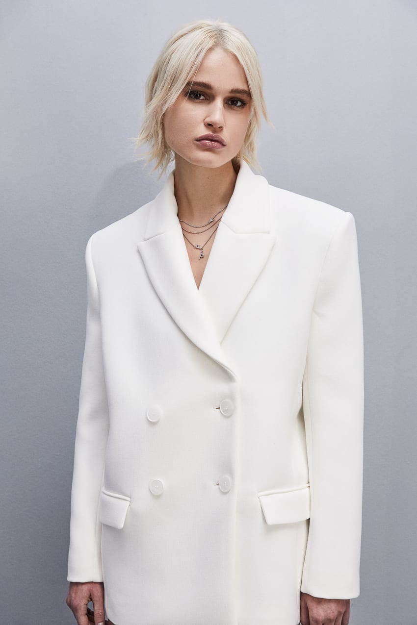 White Patrizia Pepe Double-breasted Over Peacoat | YTS841635