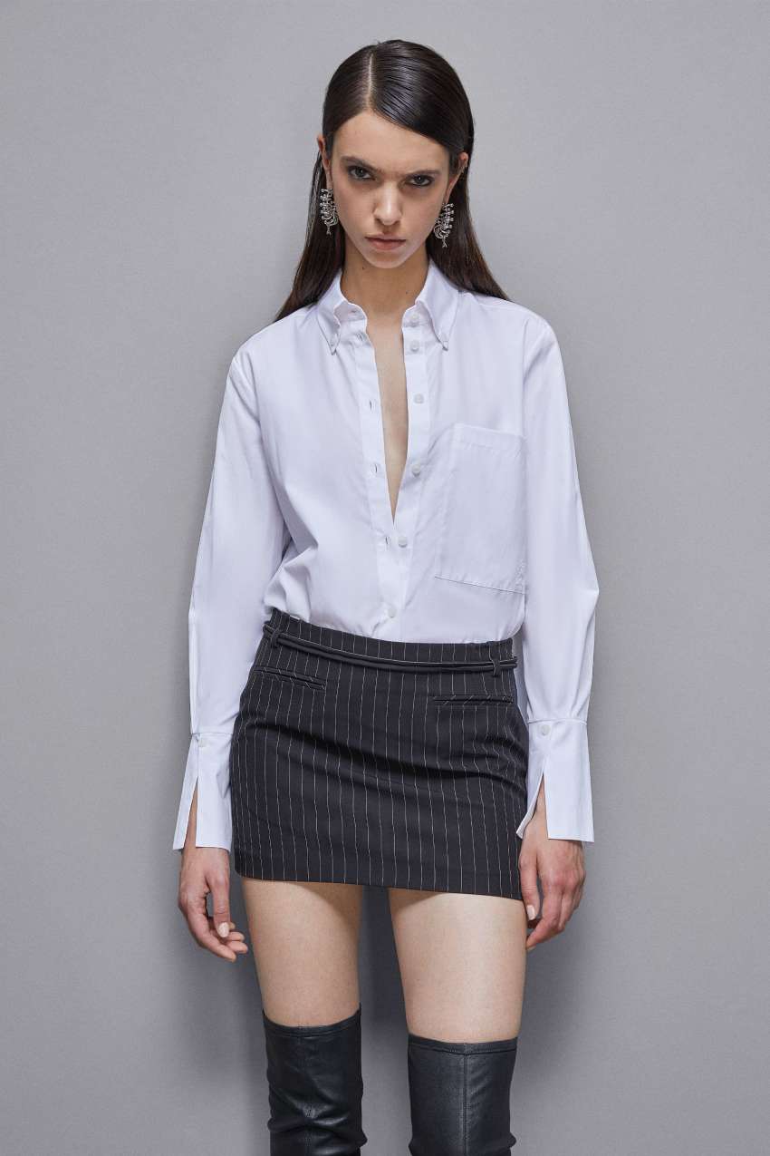 White Patrizia Pepe Essential Cotton Shirt With Pocket | KJQ347168