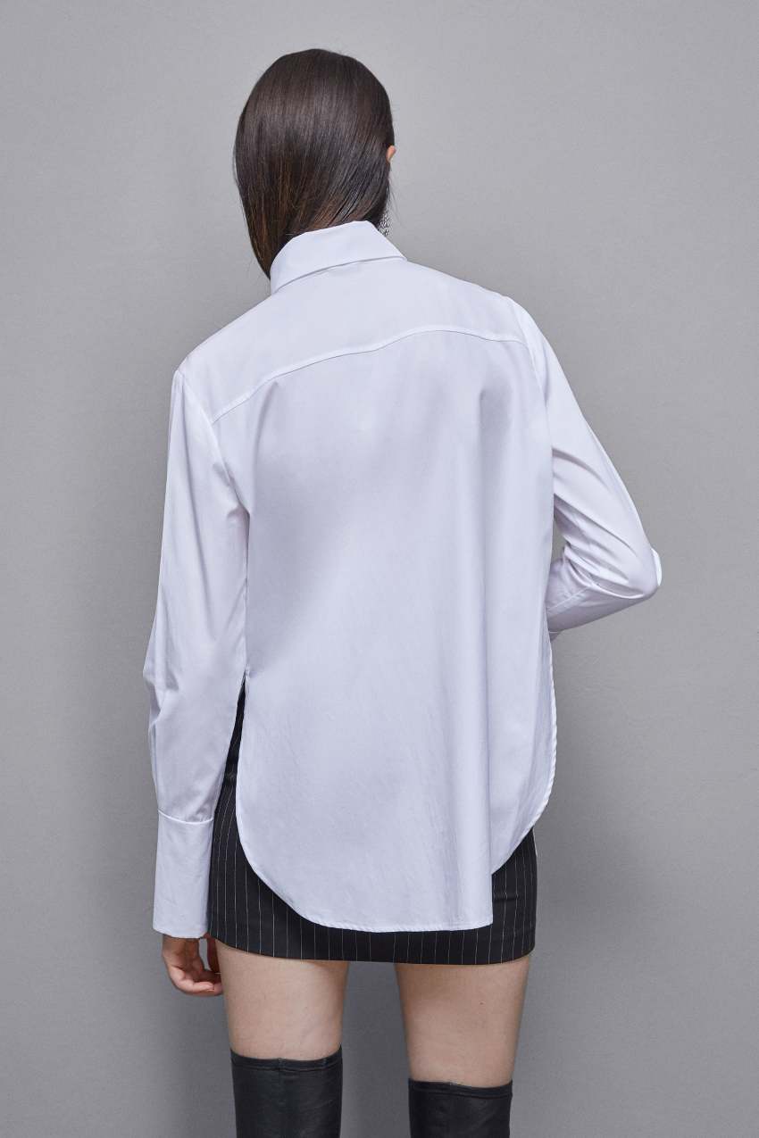 White Patrizia Pepe Essential Cotton Shirt With Pocket | KJQ347168