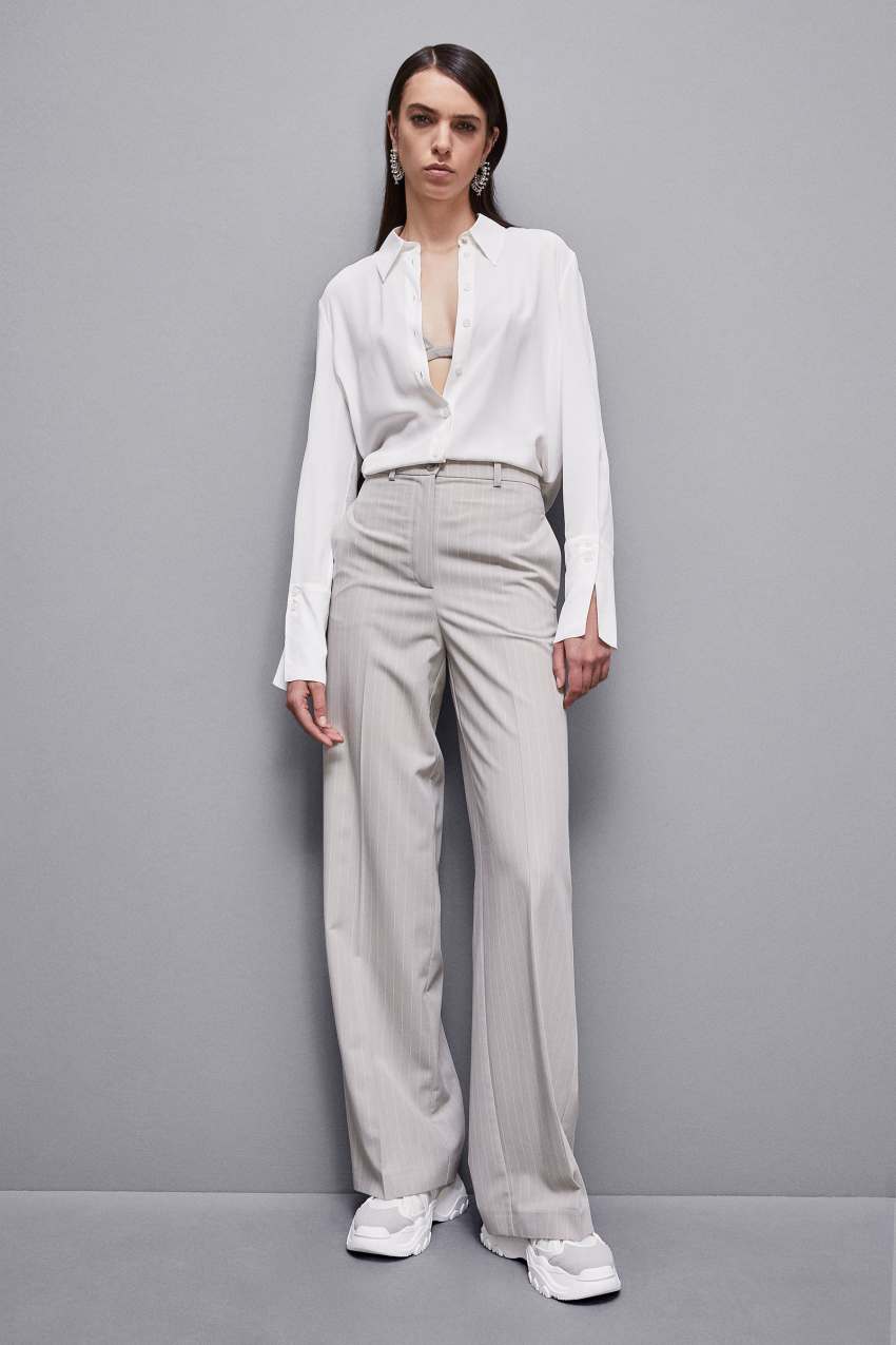 White Patrizia Pepe Essential Crepe Long-sleeved Shirt | EXC945310