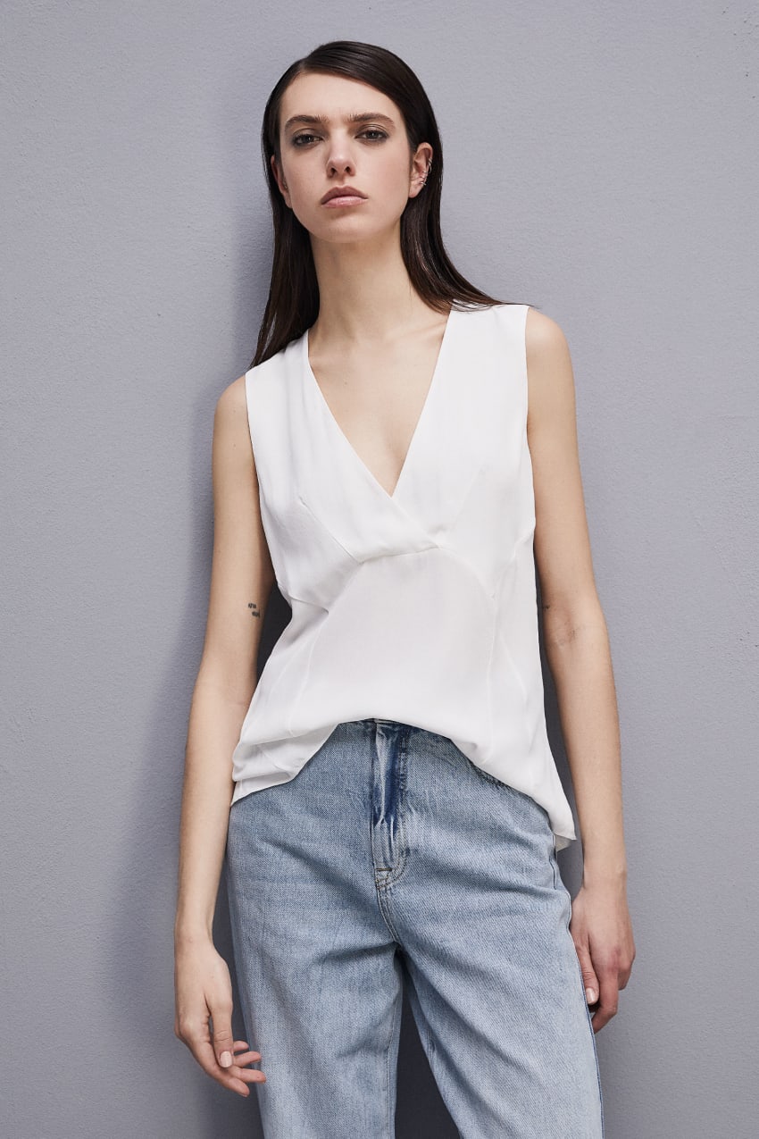 White Patrizia Pepe Essential Sleeveless Top | ROL524367