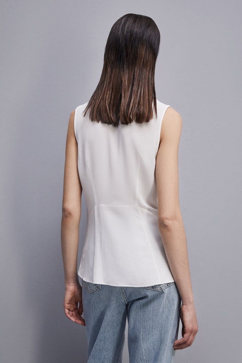 White Patrizia Pepe Essential Sleeveless Top | ROL524367