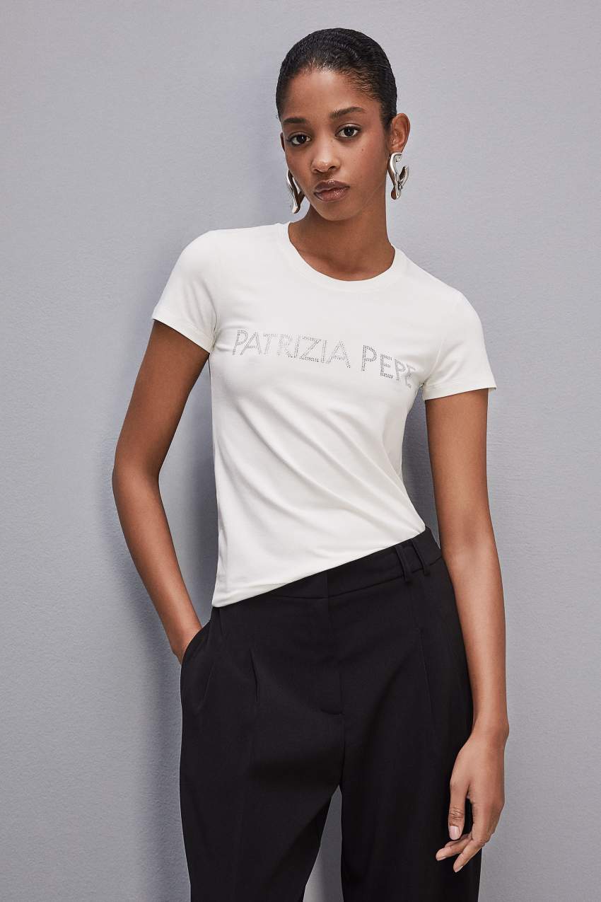 White Patrizia Pepe Essential T-shirt | ILM630154