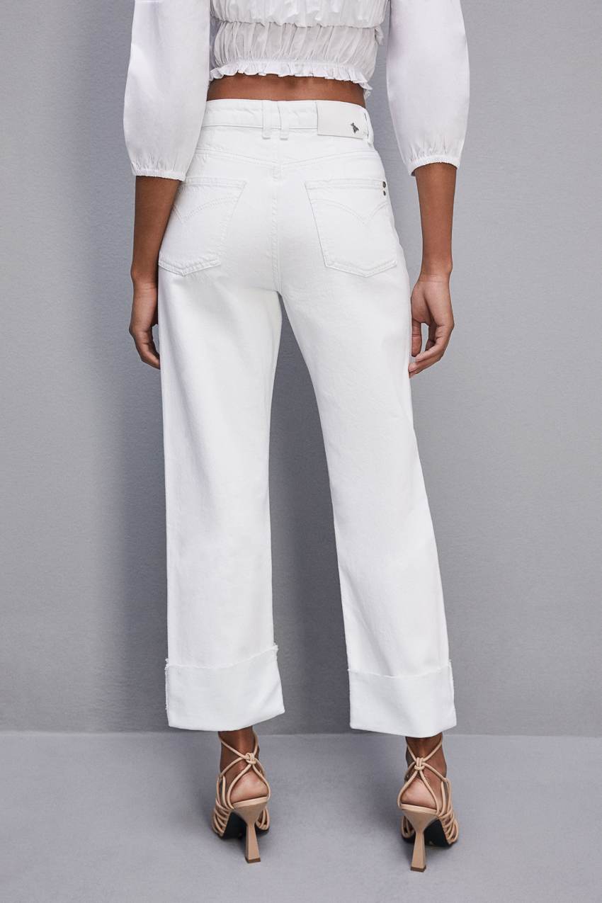 White Patrizia Pepe Essential White Bull Denim Pants | FBQ258416