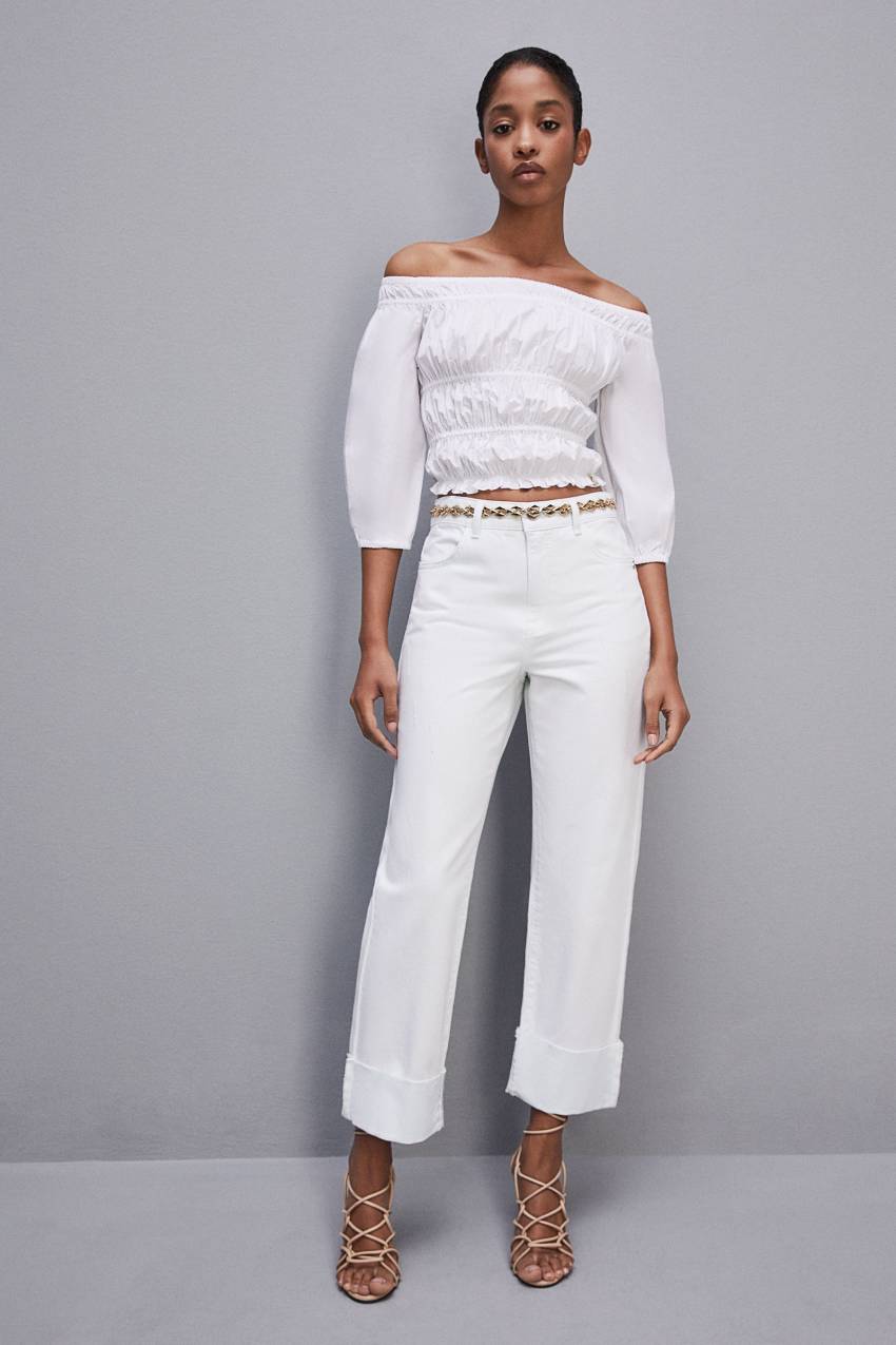 White Patrizia Pepe Essential White Bull Denim Pants | FBQ258416