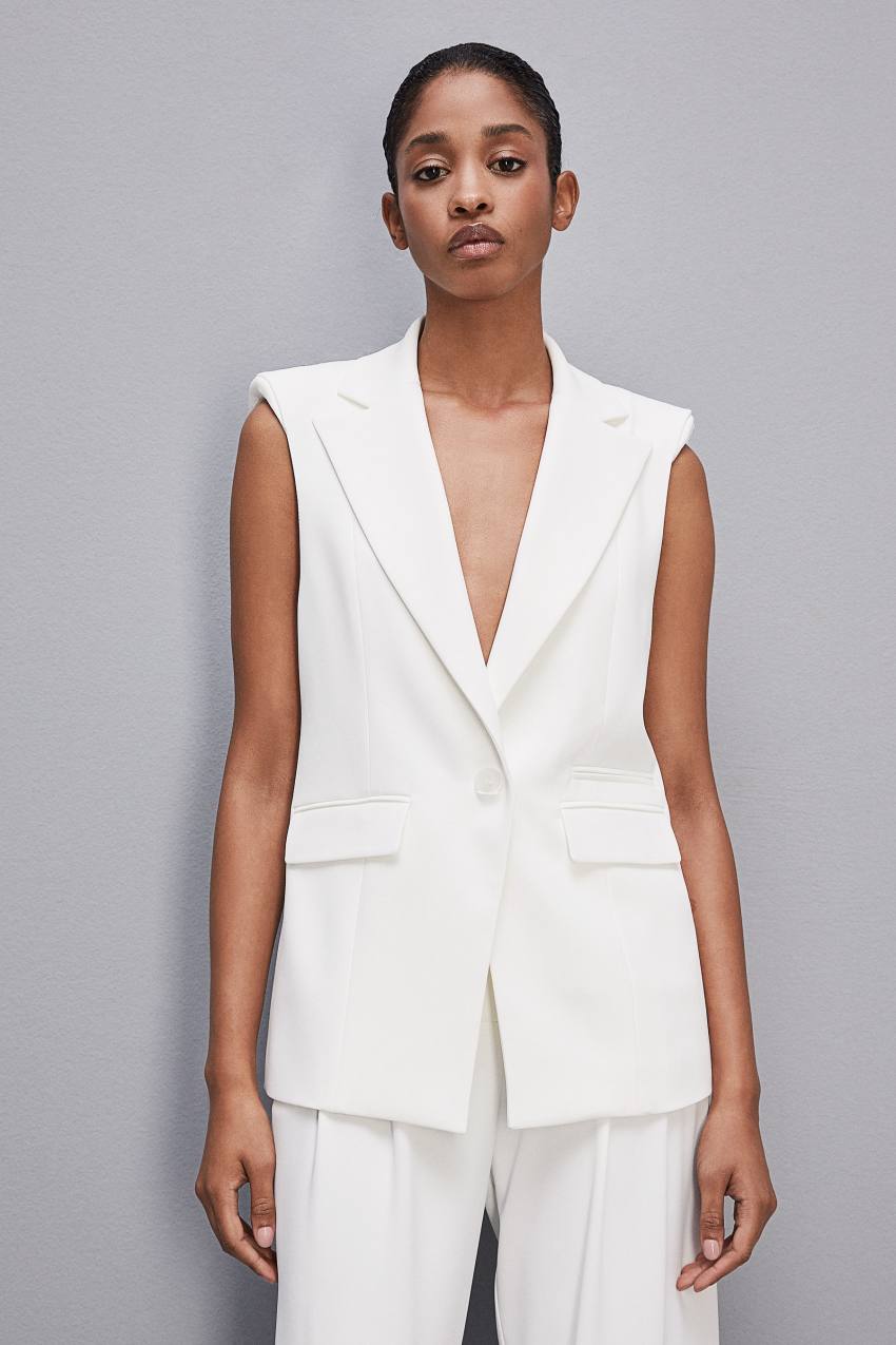 White Patrizia Pepe Fluid Twill Sleeveless Vest | PAW508467