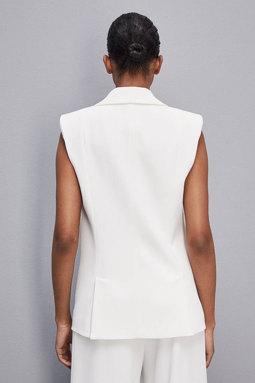 White Patrizia Pepe Fluid Twill Sleeveless Vest | PAW508467