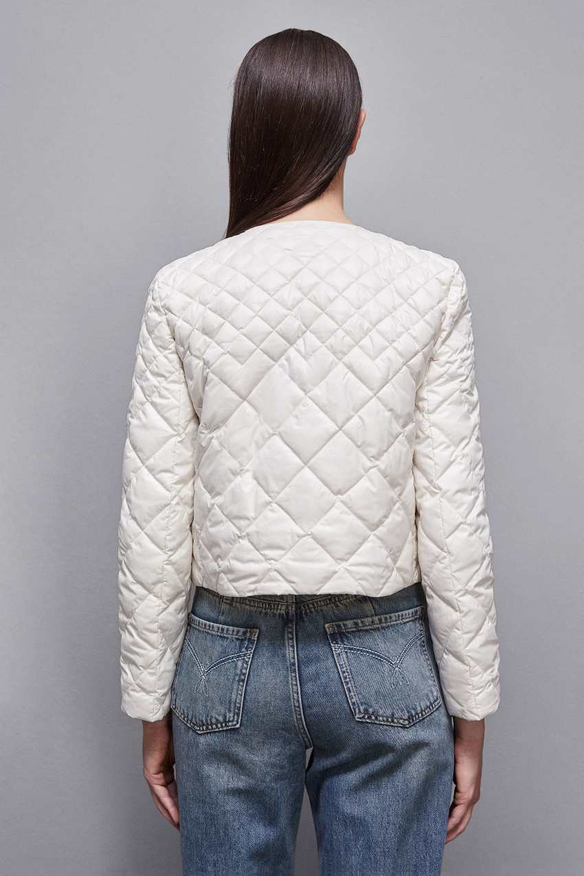 White Patrizia Pepe Glossy Nylon Padded Jacket | SVM417205