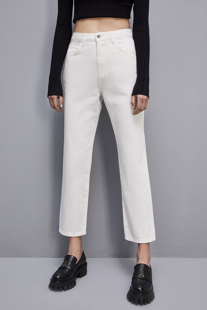 White Patrizia Pepe High-waisted Denim Pants | QFA538076