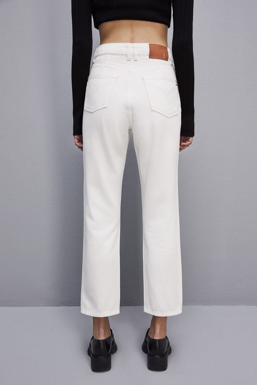 White Patrizia Pepe High-waisted Denim Pants | QFA538076