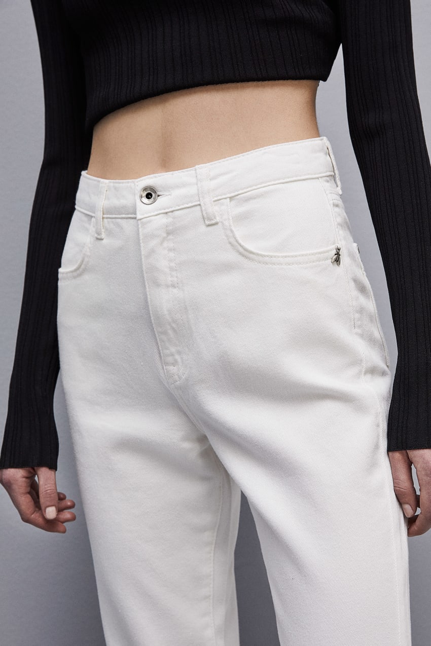 White Patrizia Pepe High-waisted Denim Pants | QFA538076