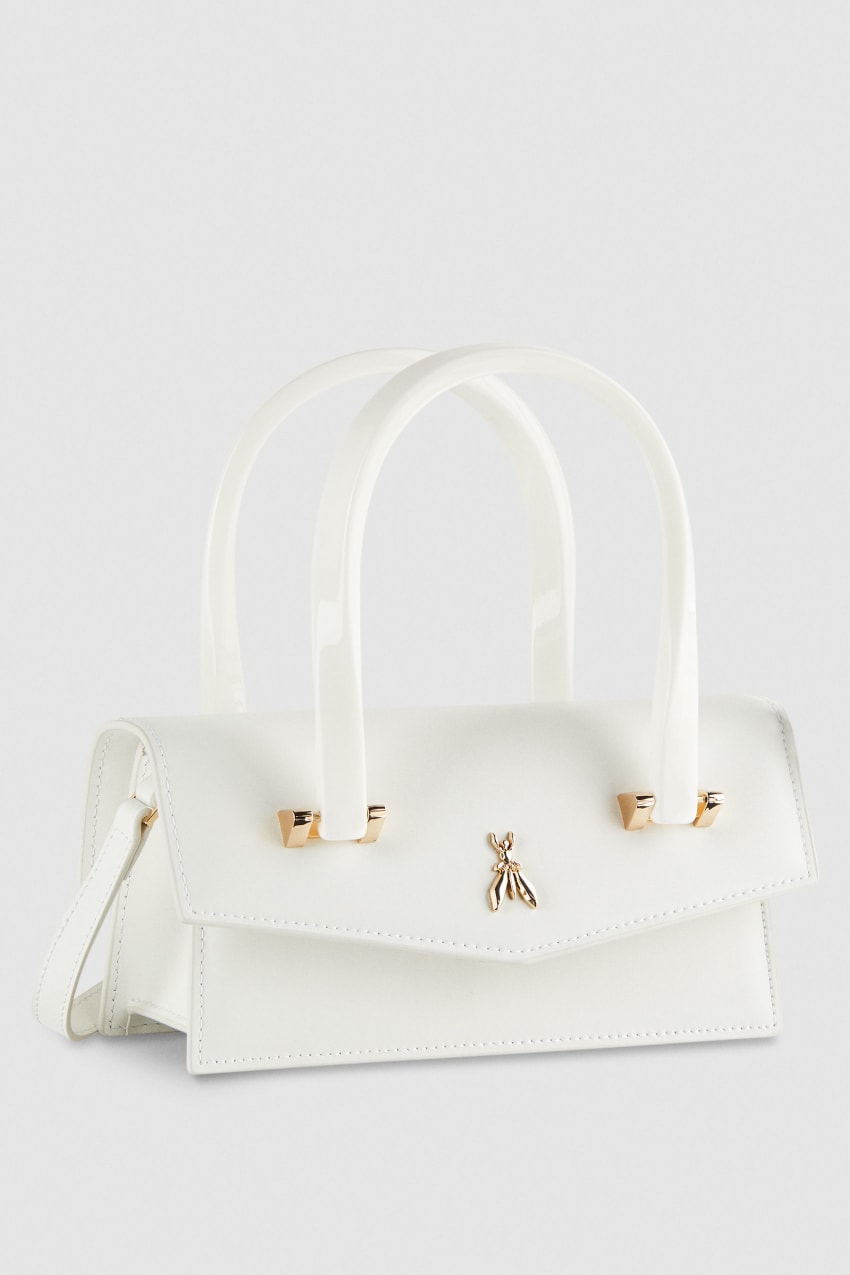 White Patrizia Pepe Leather Shoulder Bag With Snap Closure | AQC698372