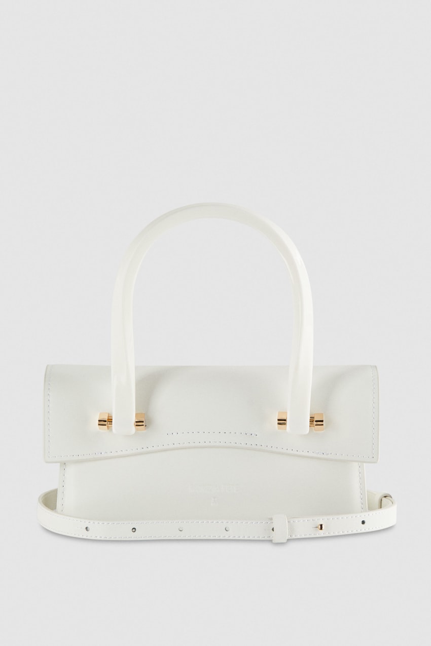 White Patrizia Pepe Leather Shoulder Bag With Snap Closure | AQC698372