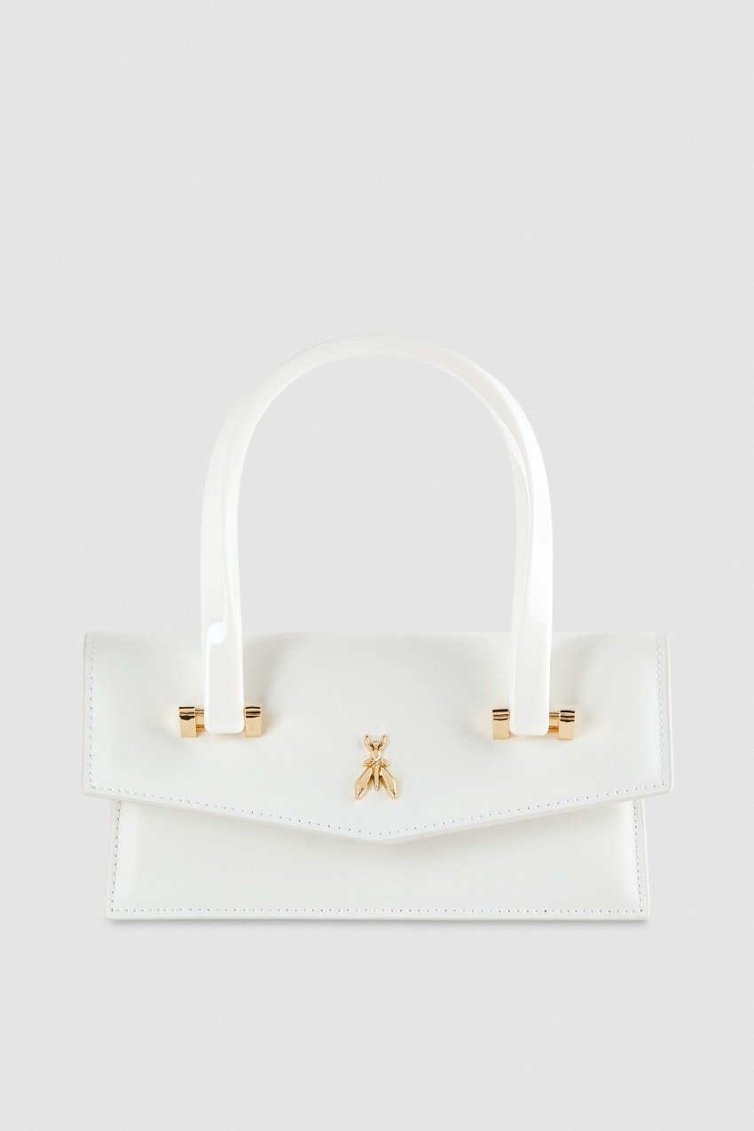 White Patrizia Pepe Leather Shoulder Bag With Snap Closure | AQC698372