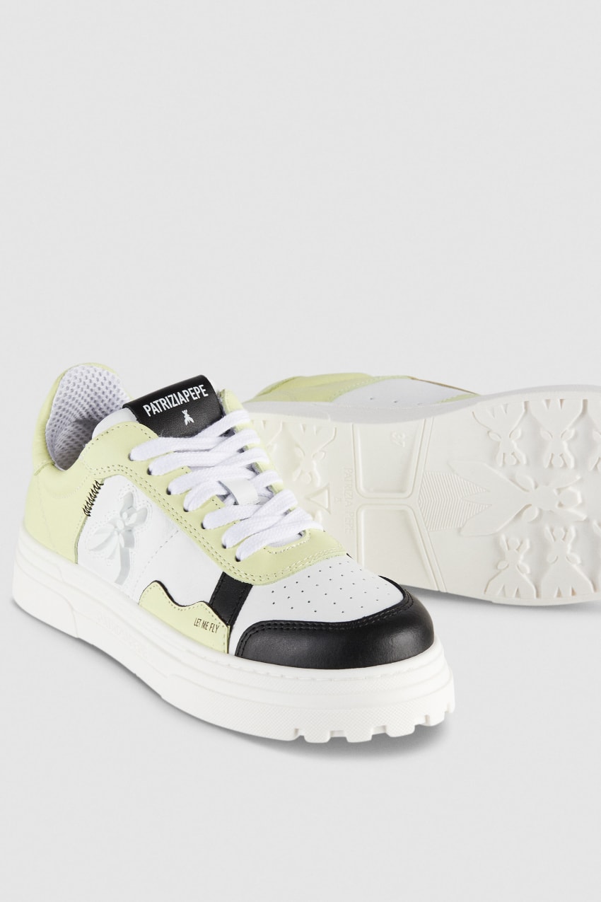 White Patrizia Pepe Leather Sneakers | EJA321078