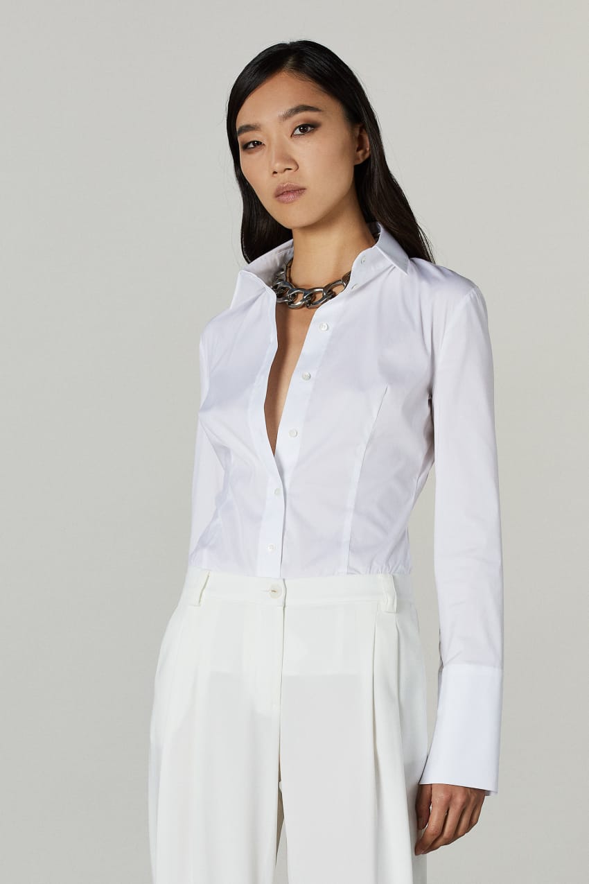 White Patrizia Pepe Long-sleeved Shirt | XJY179430