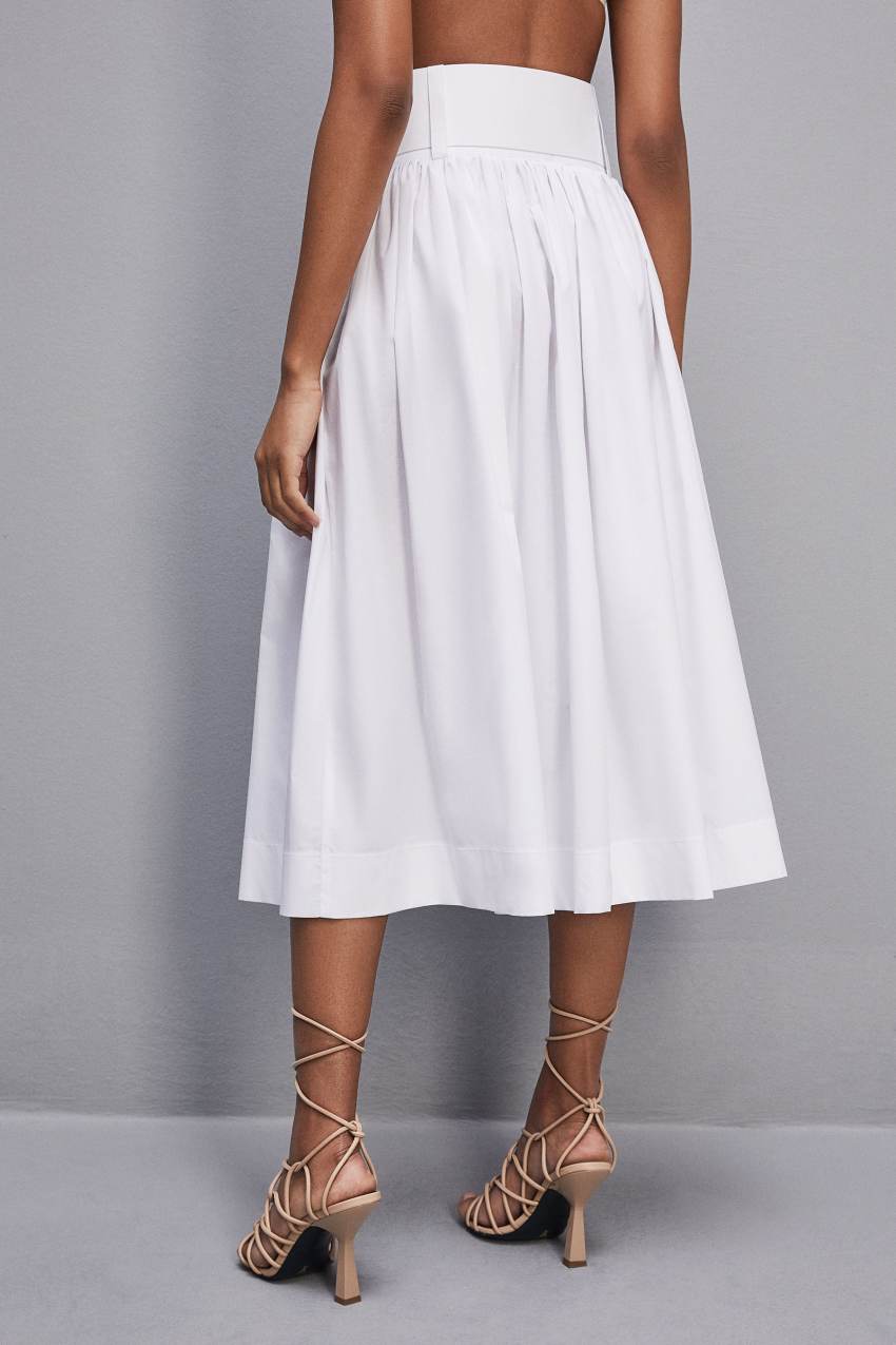 White Patrizia Pepe Midi Flared Skirt With Belt | QGM583026