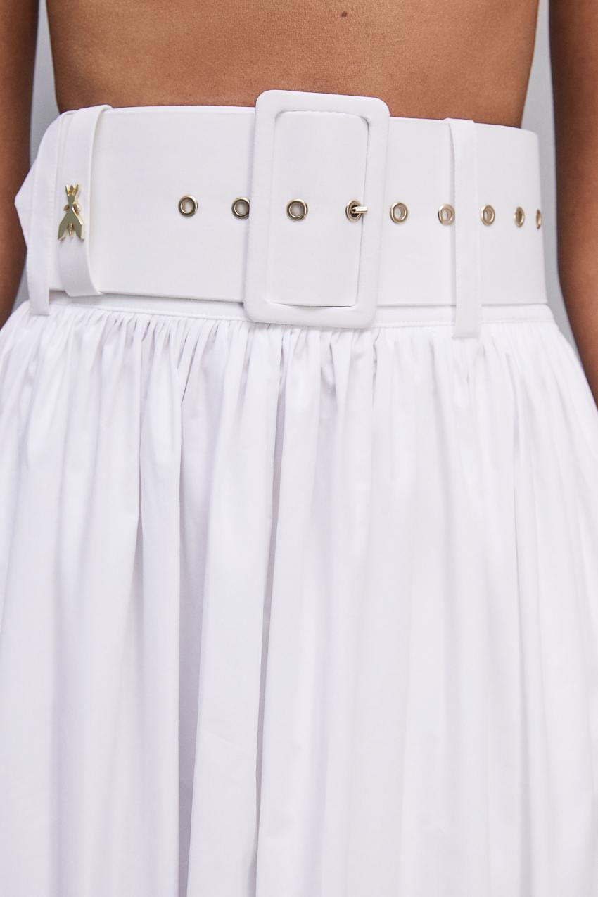 White Patrizia Pepe Midi Flared Skirt With Belt | QGM583026