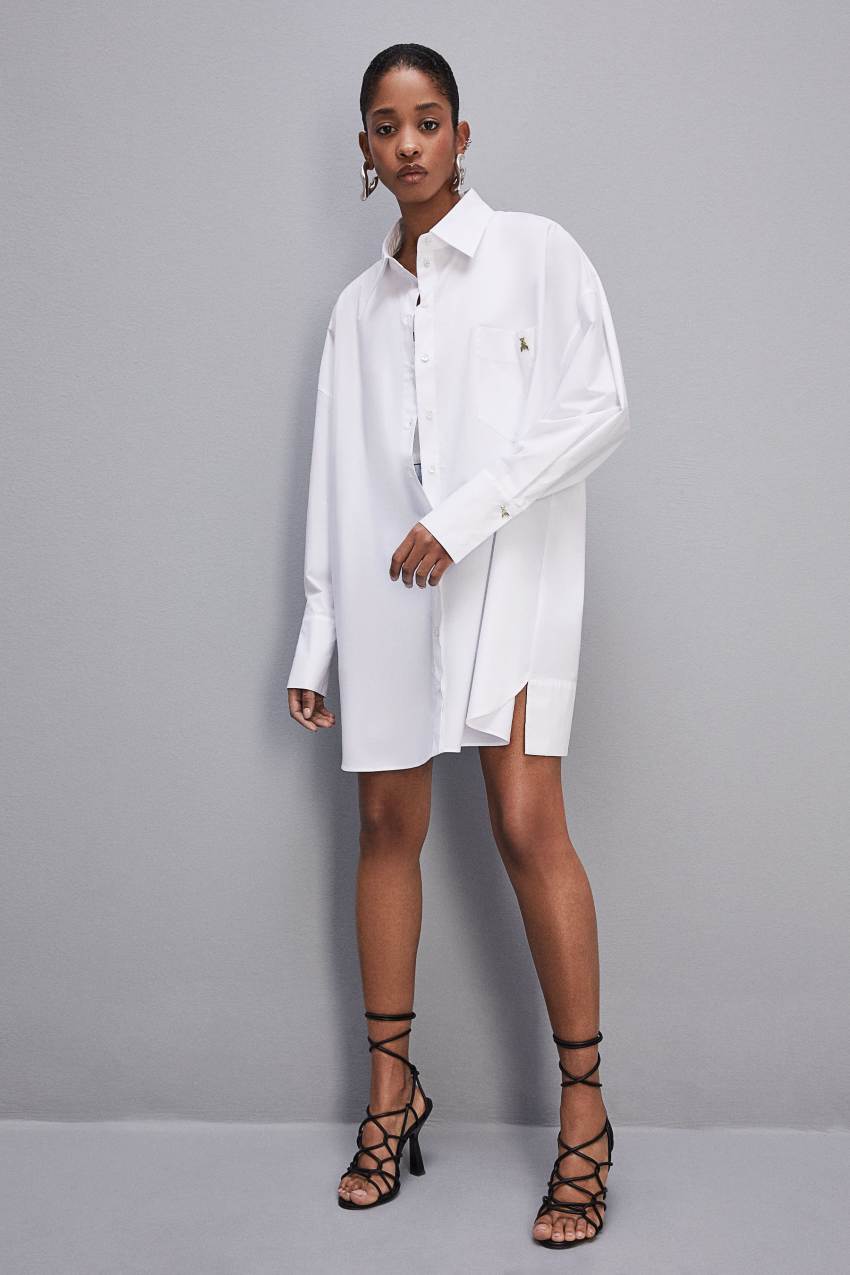 White Patrizia Pepe Mini Over Shirt Dress | GDY846957