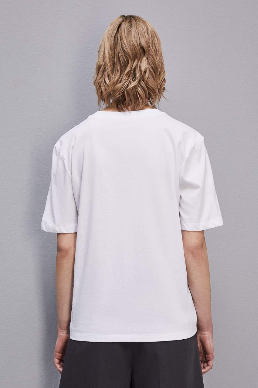 White Patrizia Pepe Organic Cotton T-shirt | QEL546123