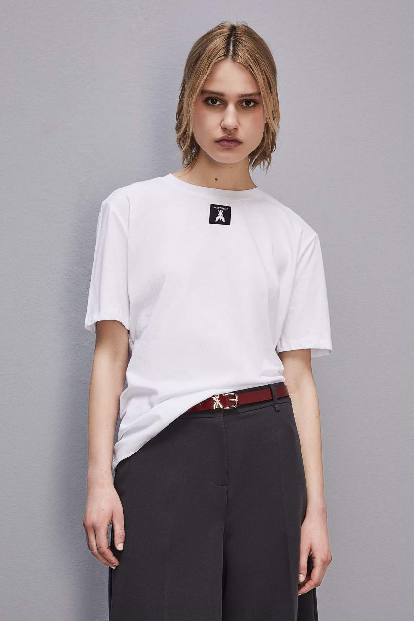 White Patrizia Pepe Organic Cotton T-shirt | QEL546123