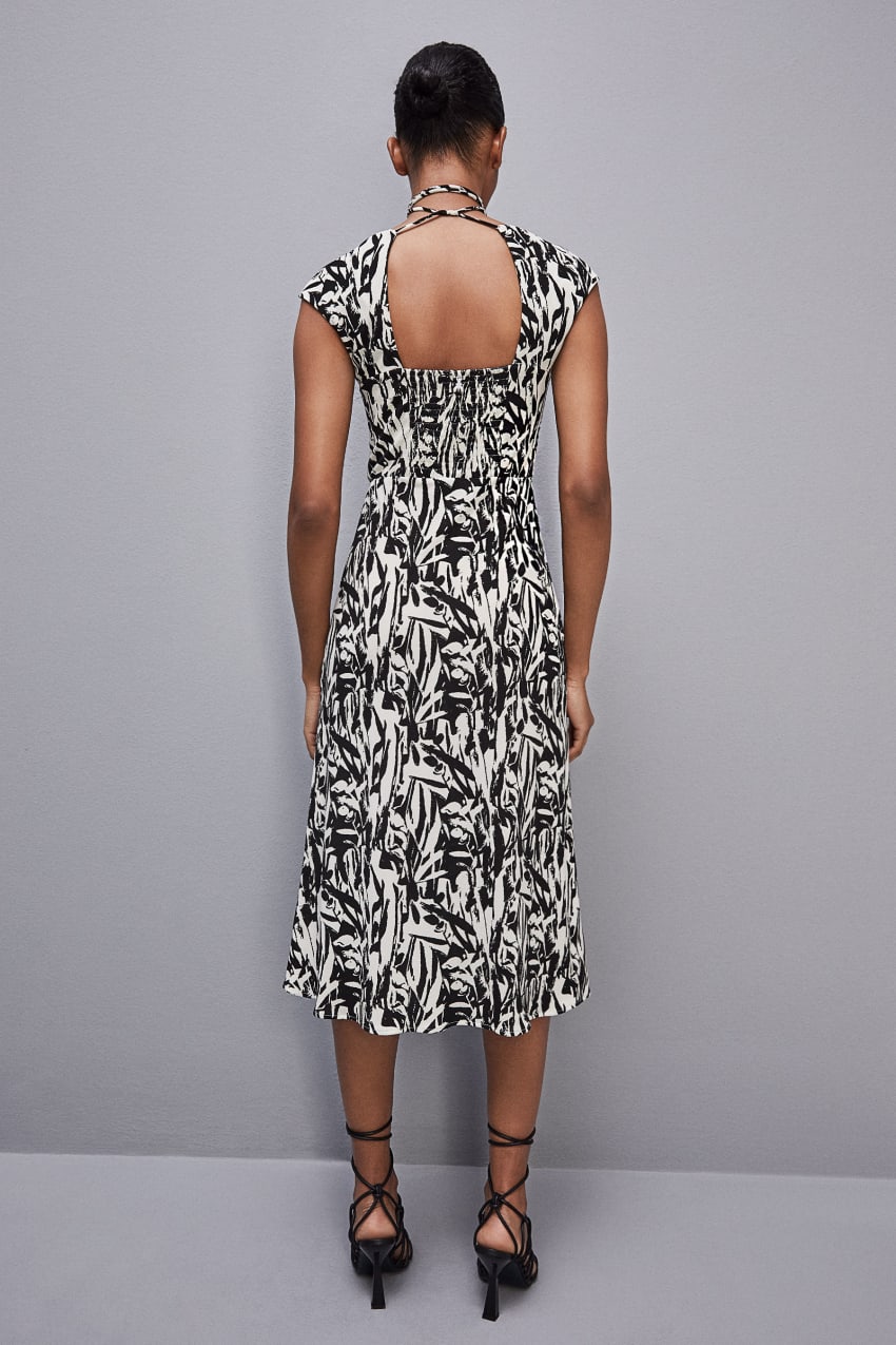 White Patrizia Pepe Patterned Jersey Midi Dress | PXU367501