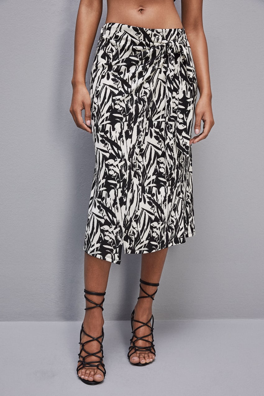 White Patrizia Pepe Patterned Jersey Midi Skirt | CLP450167