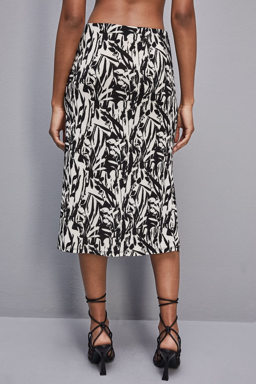 White Patrizia Pepe Patterned Jersey Midi Skirt | CLP450167