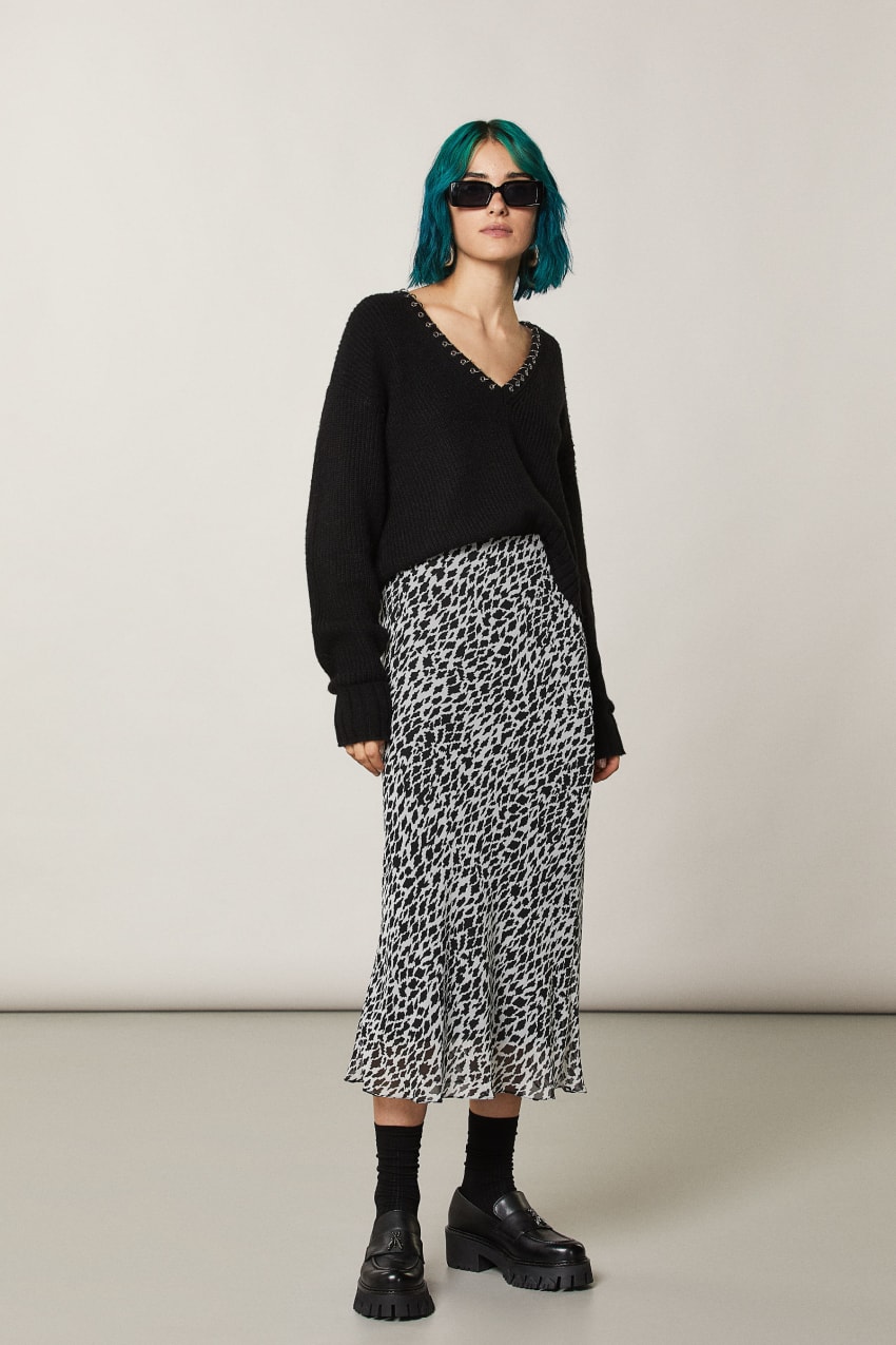 White Patrizia Pepe Patterned Midi Skirt | JHE708132