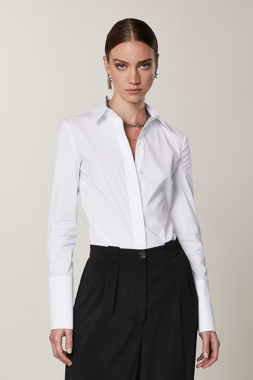 White Patrizia Pepe Shirt Bodysuit | GWZ234786