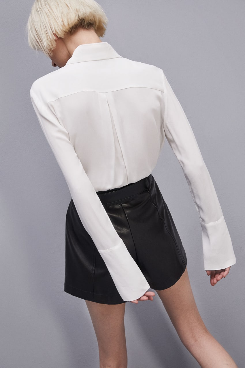 White Patrizia Pepe Shirt With High Cuffs | KIS074129