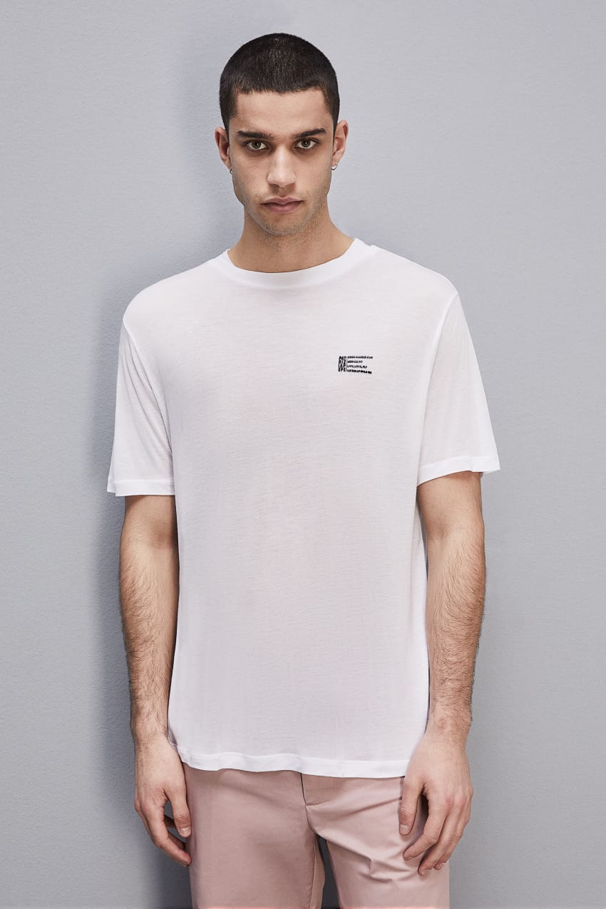 White Patrizia Pepe Short Sleeve Jersey T-shirt | DQK528190