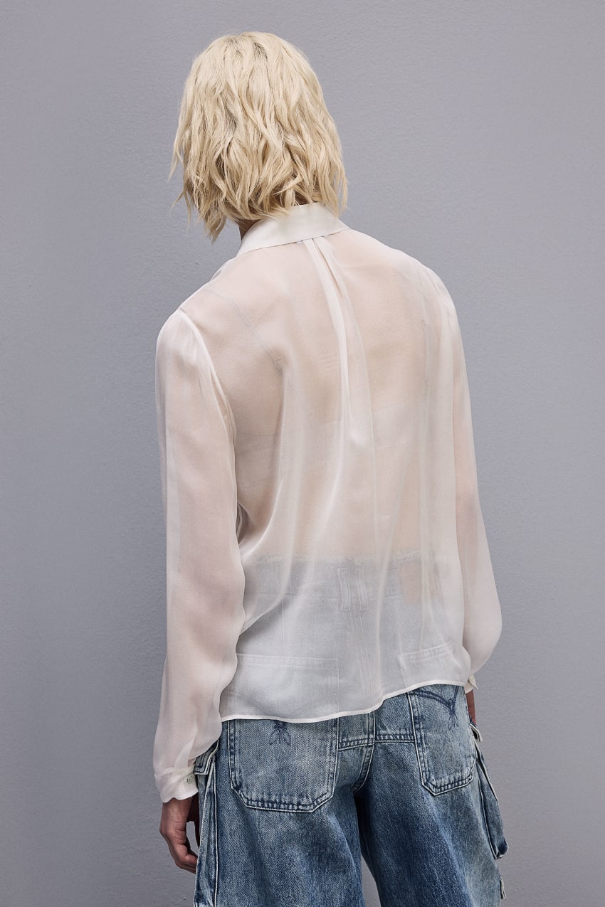 White Patrizia Pepe Silk Voile Shirt | DGK018392