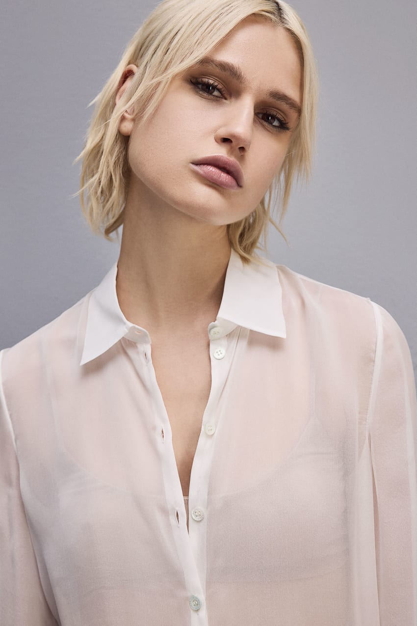 White Patrizia Pepe Silk Voile Shirt | DGK018392