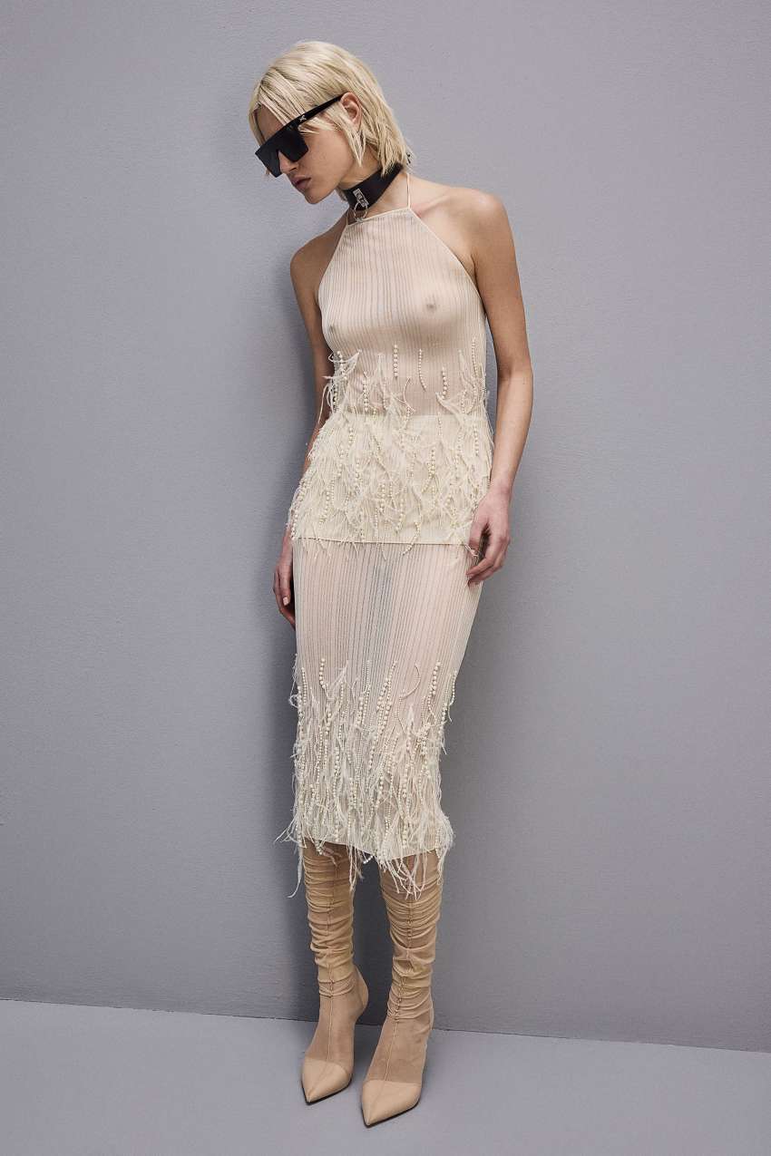 White Patrizia Pepe Skirt With Feather And Pearl Embroidery | ZPC958172