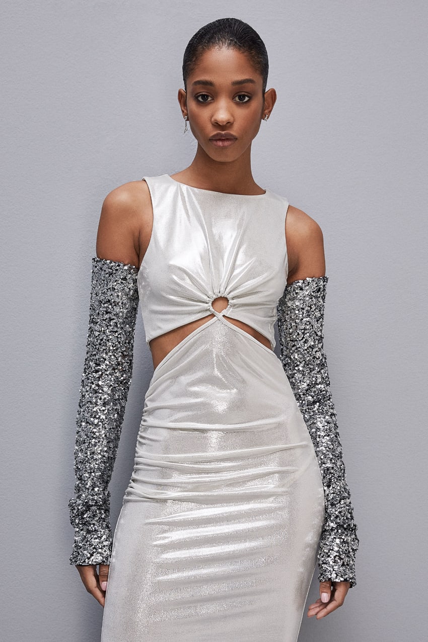 White Patrizia Pepe Sleeveless Dress With Cut-out In Laminated Jersey | OFZ283647