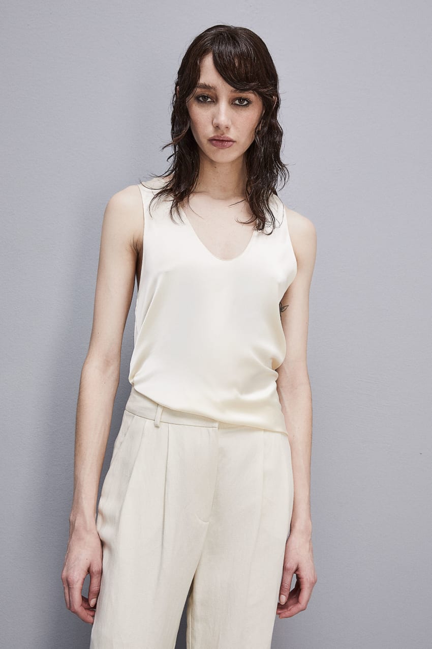 White Patrizia Pepe Sleeveless Top Shirt In Certified Viscose | YPS578120