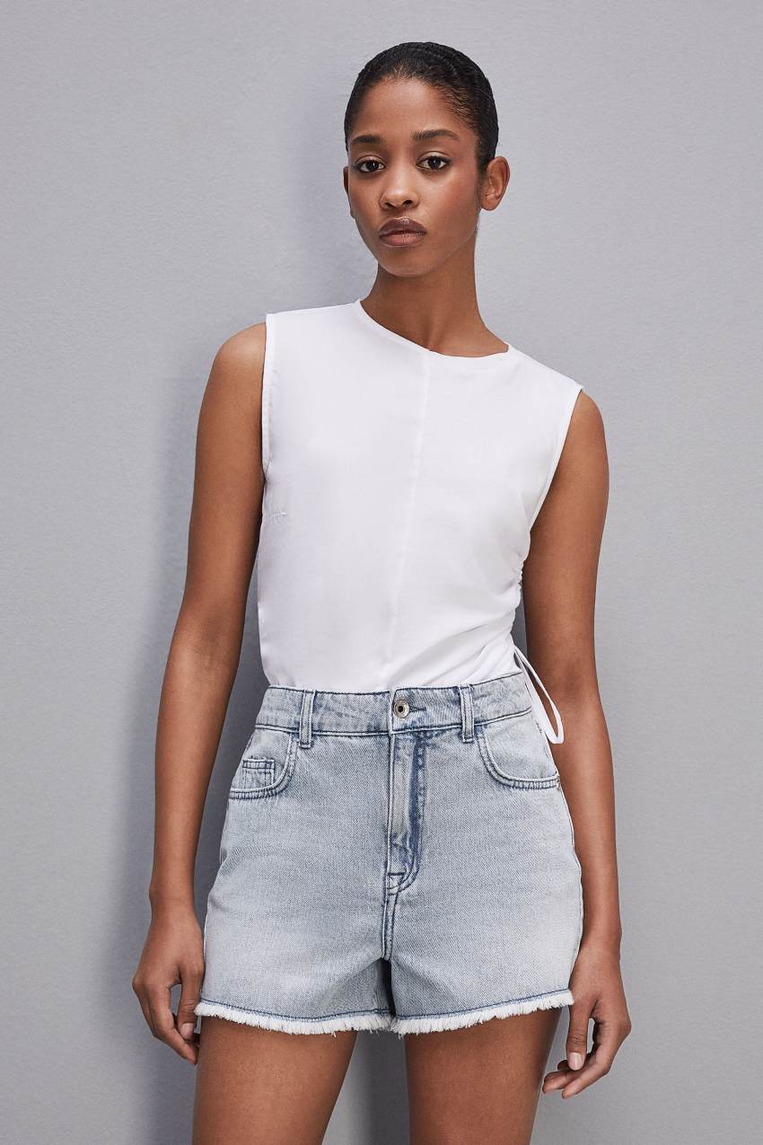 White Patrizia Pepe Sleeveless T-shirt With Drawstring | GQE964370