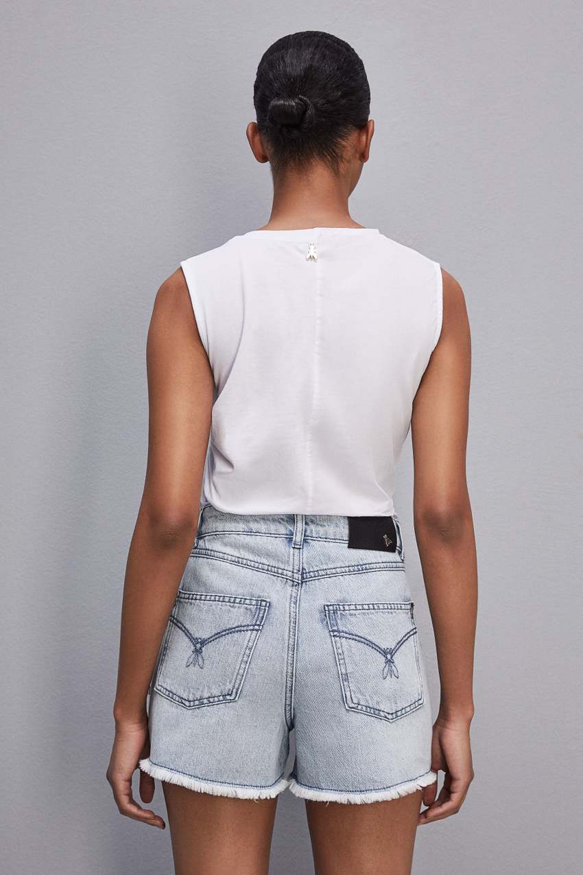 White Patrizia Pepe Sleeveless T-shirt With Drawstring | GQE964370