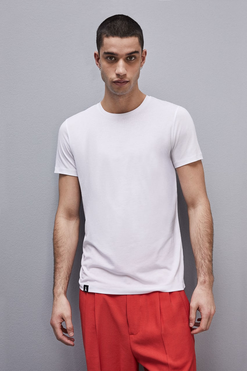 White Patrizia Pepe Slim Fit T-shirt In Lyocell Jersey And Cotton | KXW640927