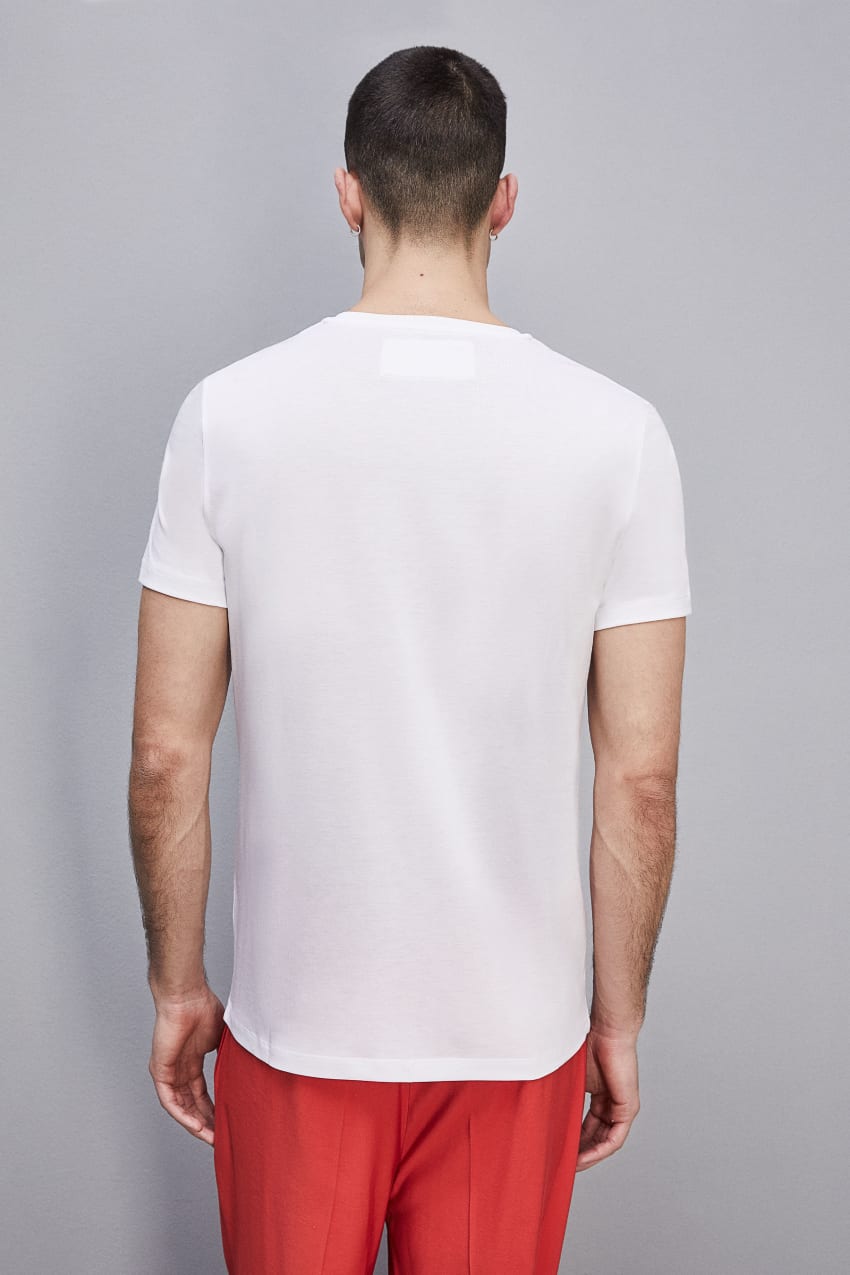 White Patrizia Pepe Slim Fit T-shirt In Lyocell Jersey And Cotton | KXW640927