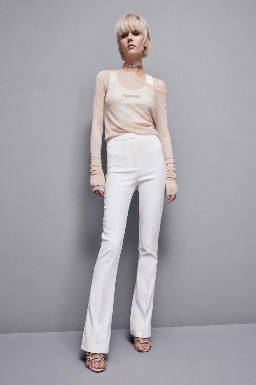 White Patrizia Pepe Slim Flare Pants | LQN802437