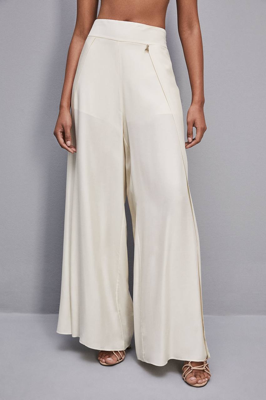 White Patrizia Pepe Smock Stitch Palazzo Pants | IVR673450