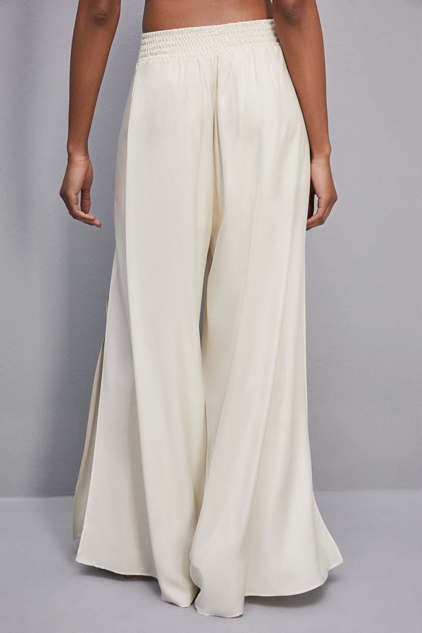 White Patrizia Pepe Smock Stitch Palazzo Pants | IVR673450