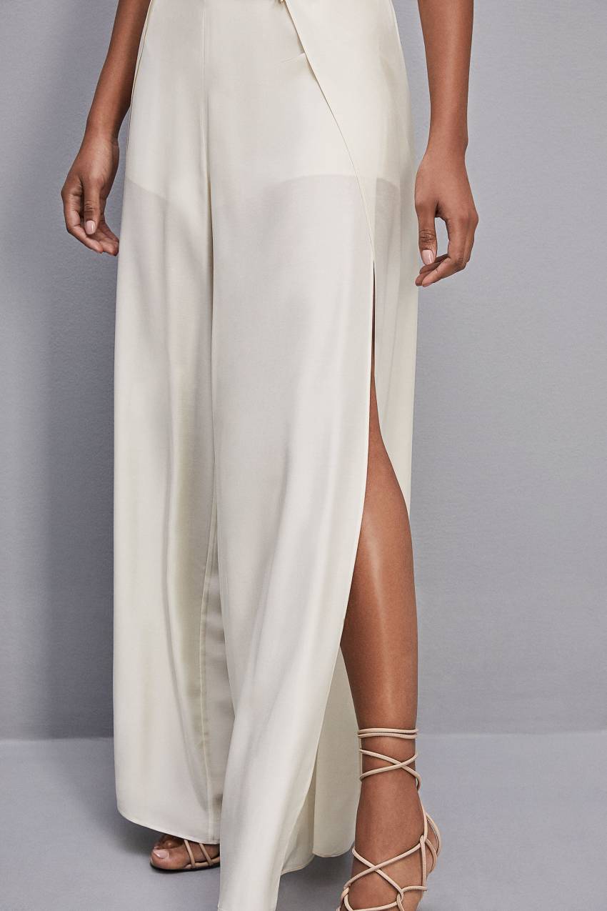 White Patrizia Pepe Smock Stitch Palazzo Pants | IVR673450